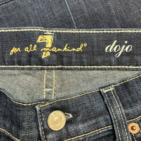 7 For All Mankind Dojo Flare Jeans Womens Size 28 Dark Wash Cotton Blend USA-Mad - Picture 10 of 12